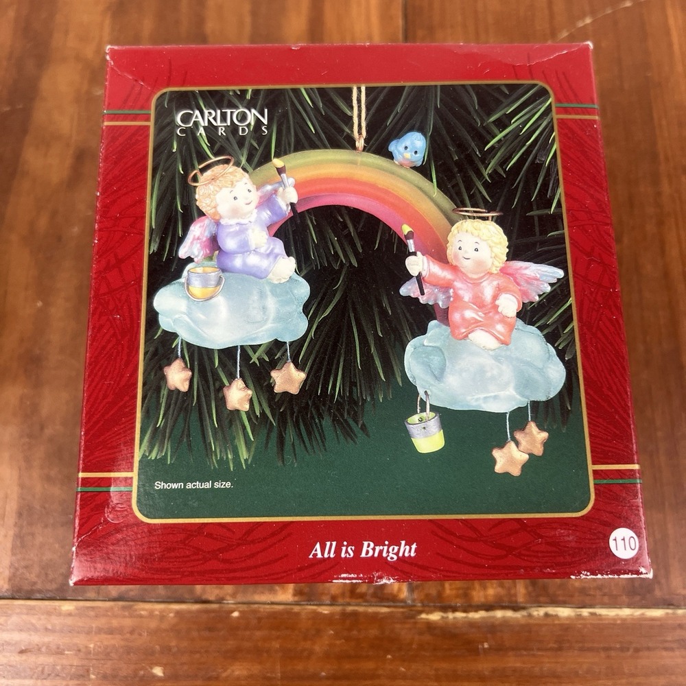 Carlton Cards Heirloom Collection, All Is Bright Angel, Rainbow Ornament, Lights